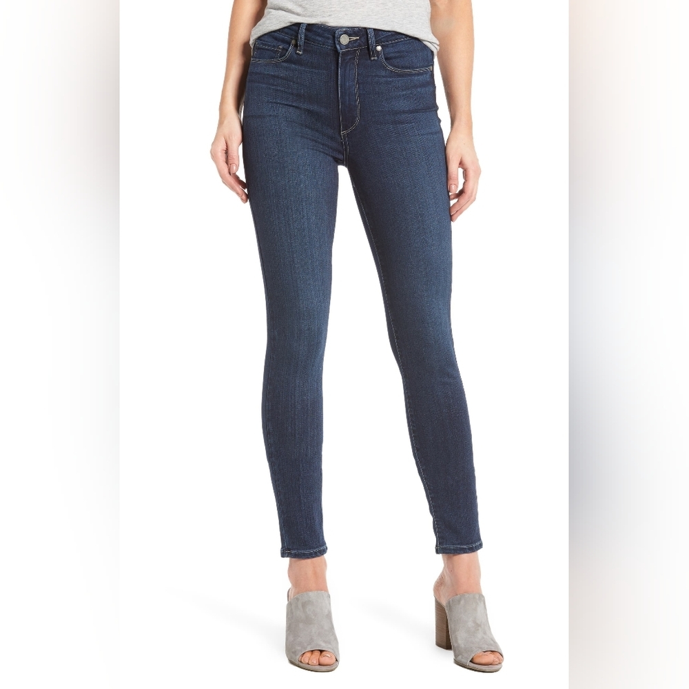 Paige Transcend Denim Hoxton Ankle Charing High Rise Jeans Dark Blue 28